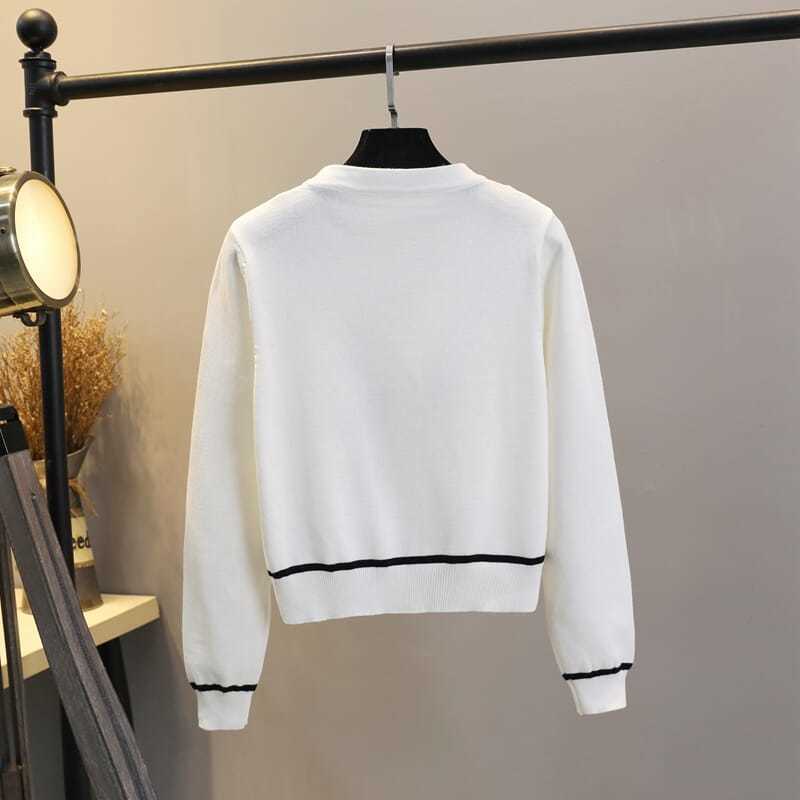 Nomikuma Bowknot Embroidery Knitted Cardigan Women Autumn New Short Knitwear Causal Long Sleeve V-neck Sweater Coat 6C540 210427