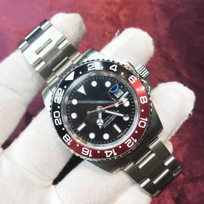 Men Watches 2813 black and red Ceramic bezel Black dial sapphire glass 904L stainless steel Luminous Mechanical waterproof wristwatches, Box
Men Watches 2813 black and red Ceramic bezel Black dial sapphire glass 904L stainless steel Luminous Mechanical waterproof wristwatches, Box