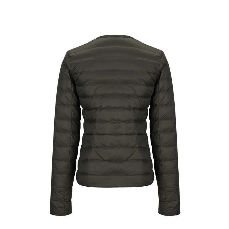 Bang Matt Fabric Light Jacket Female Ultra Light Down Jacket Women Slim Windbreaker Without Collar Lightweight Warm Coat 210819
