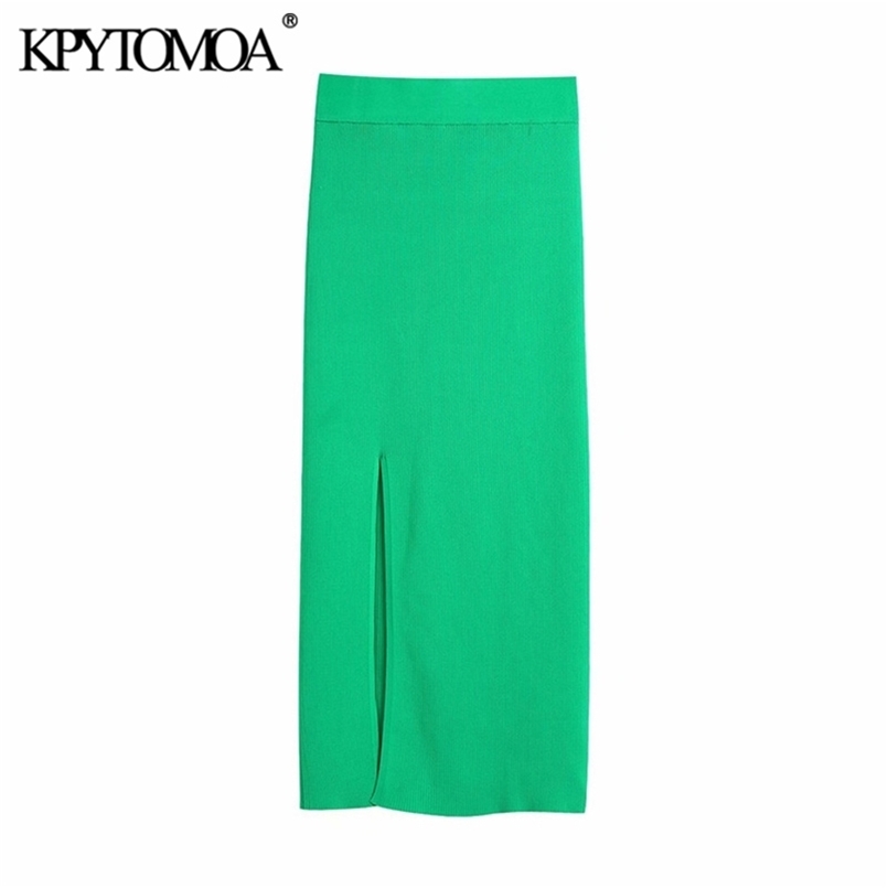 KPYTOMOA Women Chic Fashion Front Slit Ribbed Knit Midi Skirt Vintage High Elastic Waist Female Skirts Mujer 210702, As picture
KPYTOMOA Women Chic Fashion Front Slit Ribbed Knit Midi Skirt Vintage High Elastic Waist Female Skirts Mujer 210702, As picture