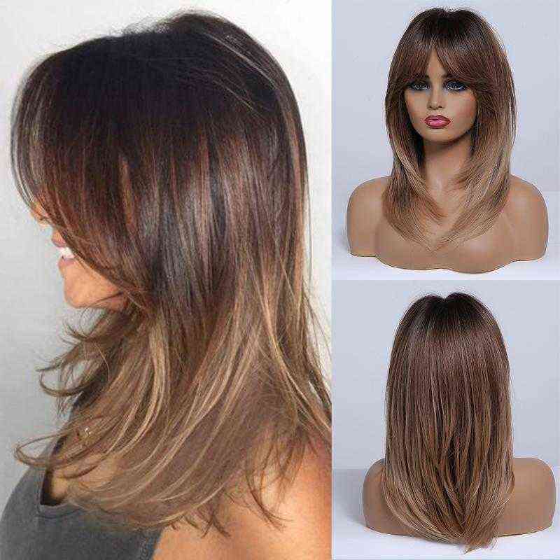 EASIHAIR Medium Length Dark Brown Ombre Synthetic Wigs for Women Wigs with Bangs Layered Cosplay Daily Heat Ristant, Ombre color
EASIHAIR Medium Length Dark Brown Ombre Synthetic Wigs for Women Wigs with Bangs Layered Cosplay Daily Heat Ristant, Ombre color