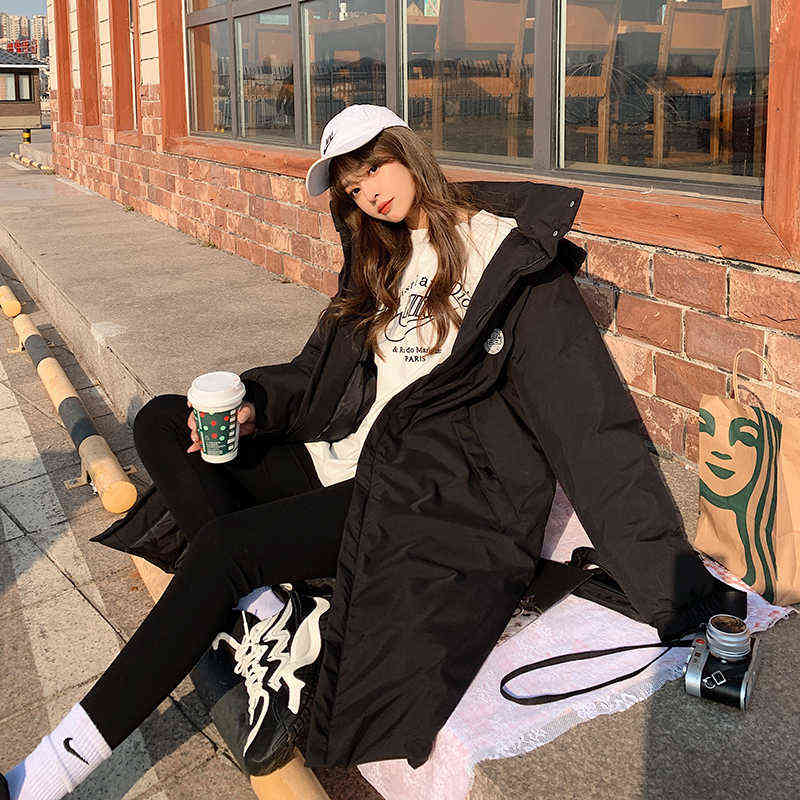 Down Cotton Padded Jacket Women's Winter Korean Loose Medium and Long Parkas Winter Jacket Women 211221wtt