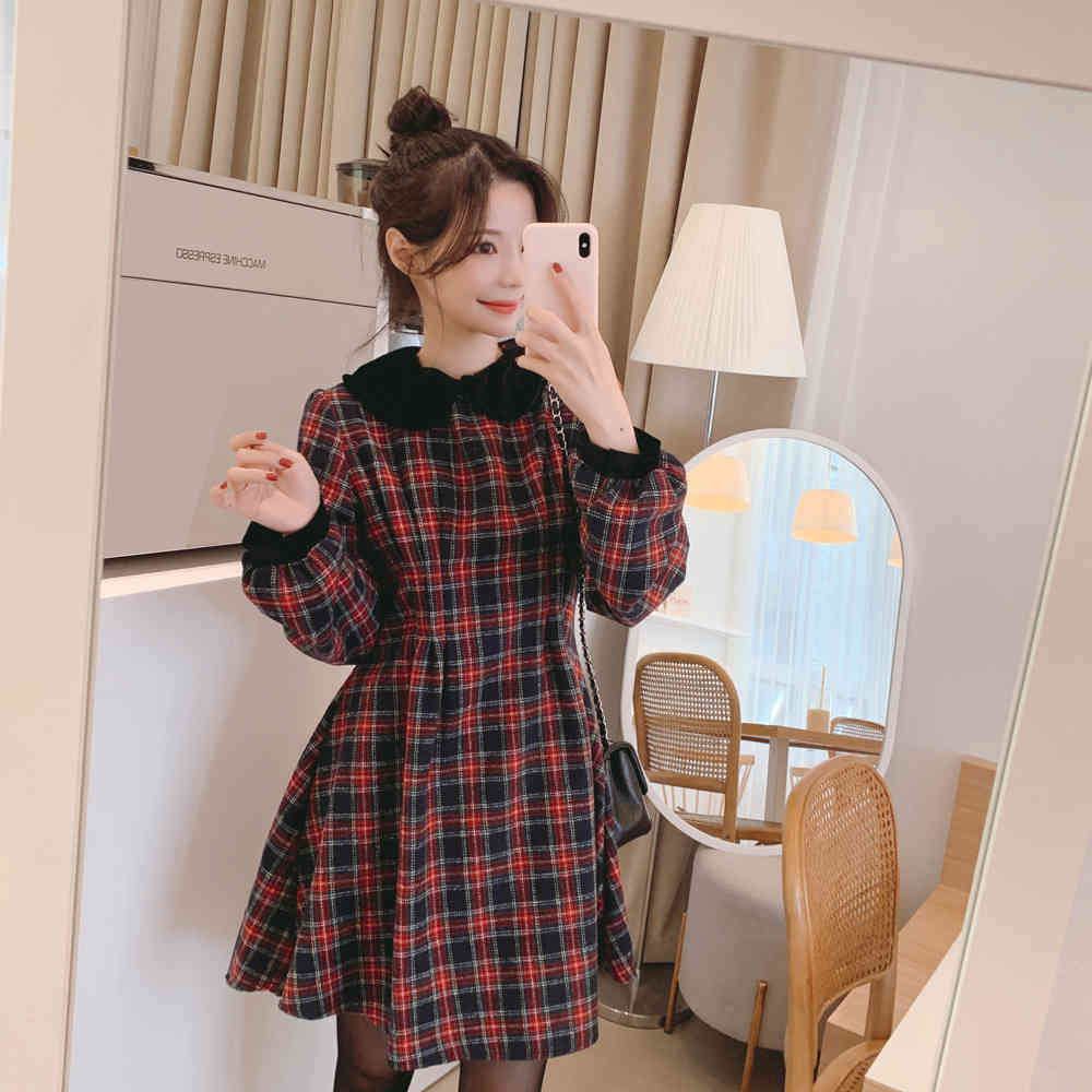 Christmas Spring Girls Women Cotton Long Sleeve Dresses Female Vintage Dress Party Femme Vestido Autumn Winter 210417Z