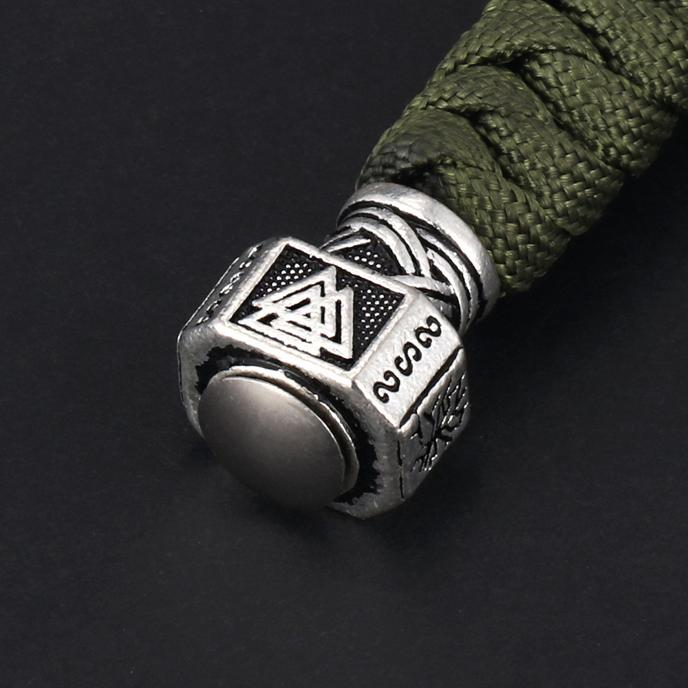 Fashion Vikings Rune Hand Woven Keychain Outdoor Camping Survival Rope Accessories Car Keyring Scandinavian Norse Male Jewelry