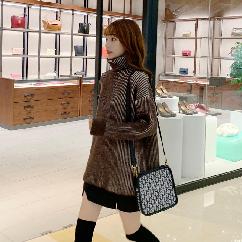 Women's Sweaters Sweater Fashion Trend Comfortable Mid-length Casual Pullover High Collar Striped Loose, Brown
Women's Sweaters Sweater Fashion Trend Comfortable Mid-length Casual Pullover High Collar Striped Loose, Brown