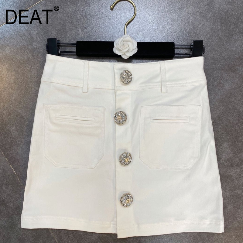 Women Skirt High Waist Fashion Spring Summer Ladies Luxury Diamonds Buttons HR460 210525, White
Women Skirt High Waist Fashion Spring Summer Ladies Luxury Diamonds Buttons HR460 210525, White