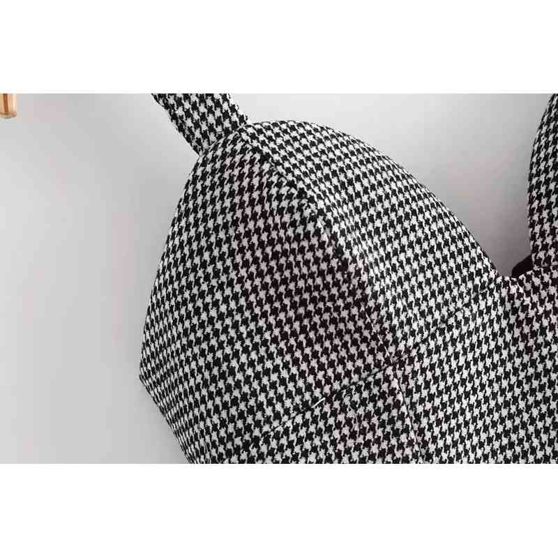 Sexy Black white Check Plaid Pad Chest pad Spaghetti Strap Women Dress Ladies Bodycon Sleeveless Mini Party Sling 210429
