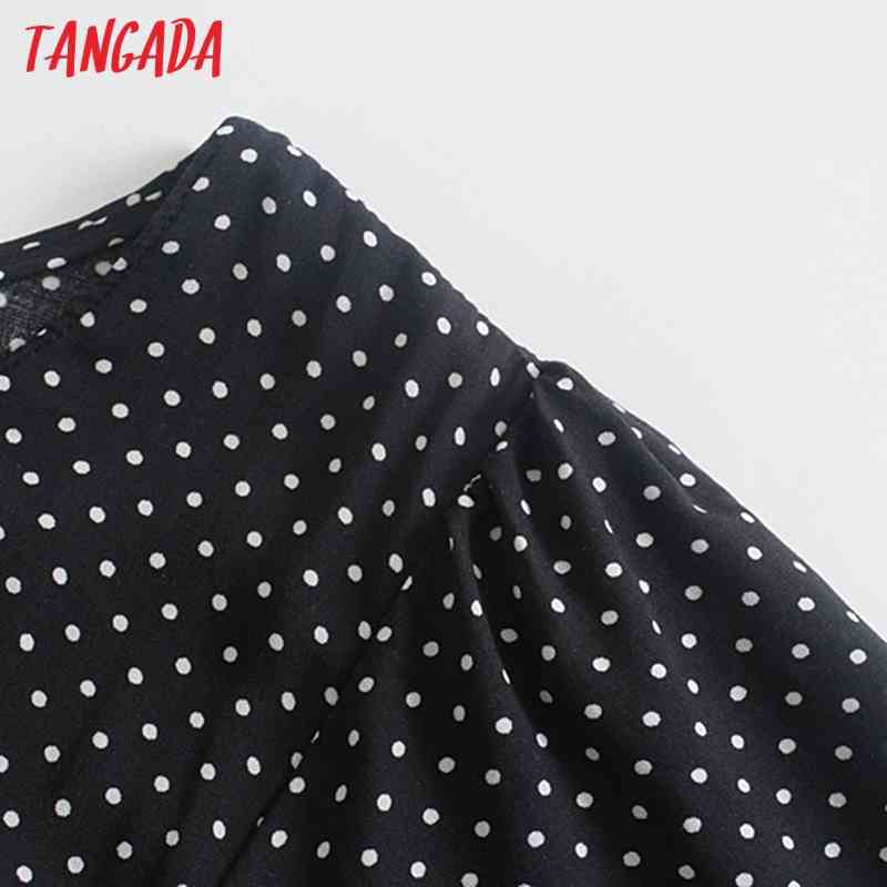 Fashion Women Dots Print Summer Shortsleeve High Street Ladies Midi Dress 4N23 210416