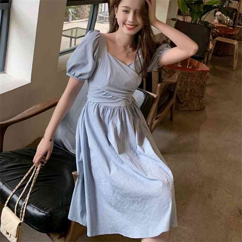 Women Solid Elegant French Ladies V-Neck Puff Sleeve Party Dresses Summer High Waist Casual Slim Chic Dress Vestidos 210519, Photo color
Women Solid Elegant French Ladies V-Neck Puff Sleeve Party Dresses Summer High Waist Casual Slim Chic Dress Vestidos 210519, Photo color