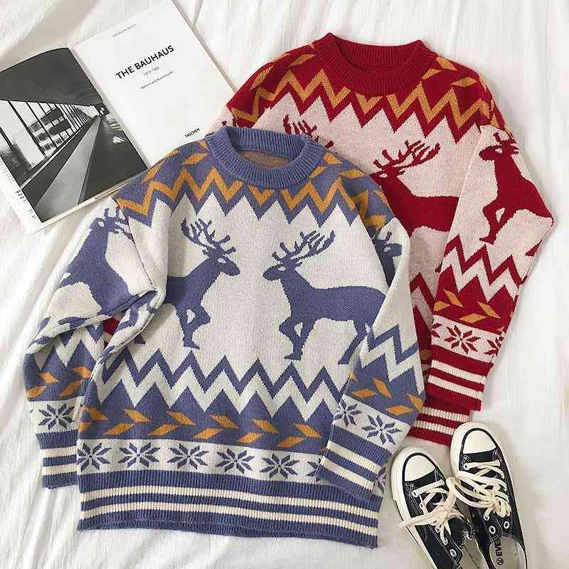 Ugly Christmas Fawn Sweaters Women's Winter Hong Kong Flavor Students Oversi All Match Knit Sweater Top For Fashion 210520, Blue
Ugly Christmas Fawn Sweaters Women's Winter Hong Kong Flavor Students Oversi All Match Knit Sweater Top For Fashion 210520, Blue
