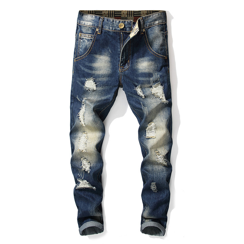 mens ripped slim fit jeans biker hole long pencil worn out high elastic waist zipped fits for all season casual pants, Blue
mens ripped slim fit jeans biker hole long pencil worn out high elastic waist zipped fits for all season casual pants, Blue