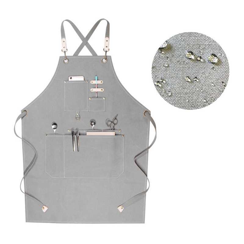 Waterproof And Antifouling Canvas Apron Fashion Barista Milk Tea Flower Shop Drop 210629