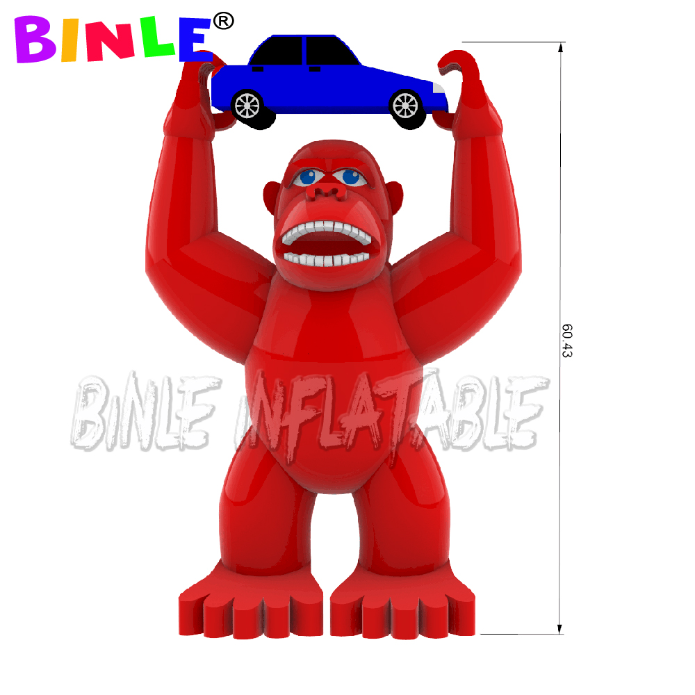 Advertising cartoon 7.5meters red green purple inflatable gorilla chimpanzee with car custom logo printed for promotion