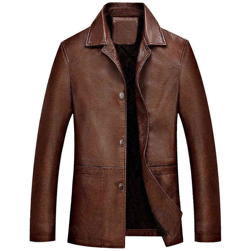 Men's Winter Leather Jacket Soft Thick Warm PU Leather Jacket Male Business casual Coats Man Jaqueta Masculinas Plus Size 4XL 211106