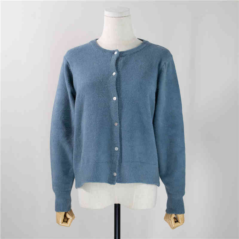 Single-breasted Sweaters Autumn Knitwear Tops Women OL Long Sleeve Loose Knitted Cardigan Sweater Coat 6 Colors 210421