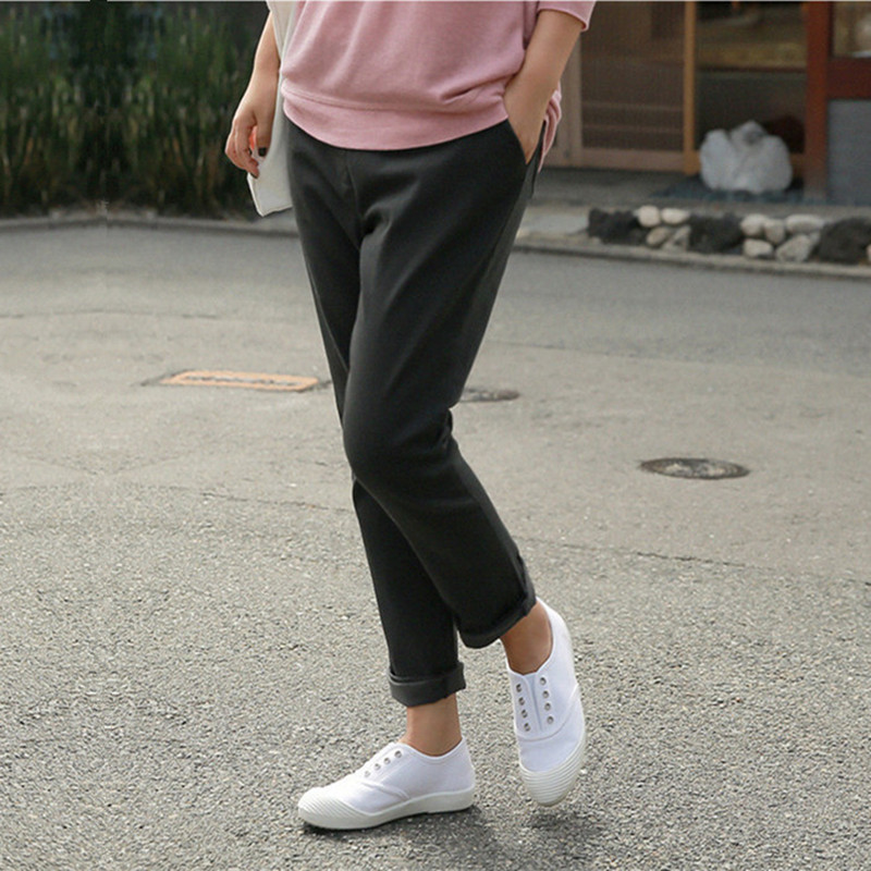 OL Minimalist High Waist Harem Pants Women Autumn Winter Casual Carrot Cotton Thick Stretch Radish Trousers 210421