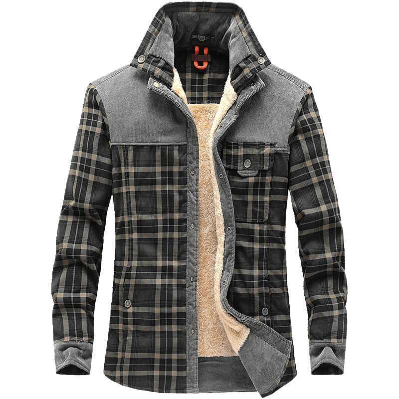 Winter Jacket Men Thicken Warm Fleece Jackets Coats Pure Cotton Plaid Jacket Military Clothes Men Chaquetas Hombre Size M-3XL 210818