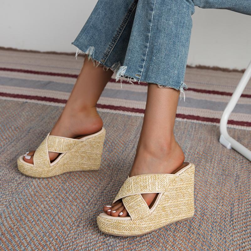 Dress Shoes Women's Slippers Raise The Bottom Muffin Straw Sandals 2021fashion Luxury Wedge Roman Gladiator, Yellow
Dress Shoes Women's Slippers Raise The Bottom Muffin Straw Sandals 2021fashion Luxury Wedge Roman Gladiator, Yellow