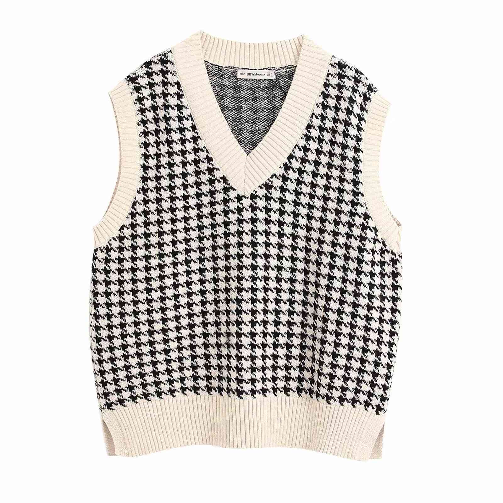 Fashion sleeveless vest sweater women pullover casual v neck knitted sweater winter cute korean sweater 211109
