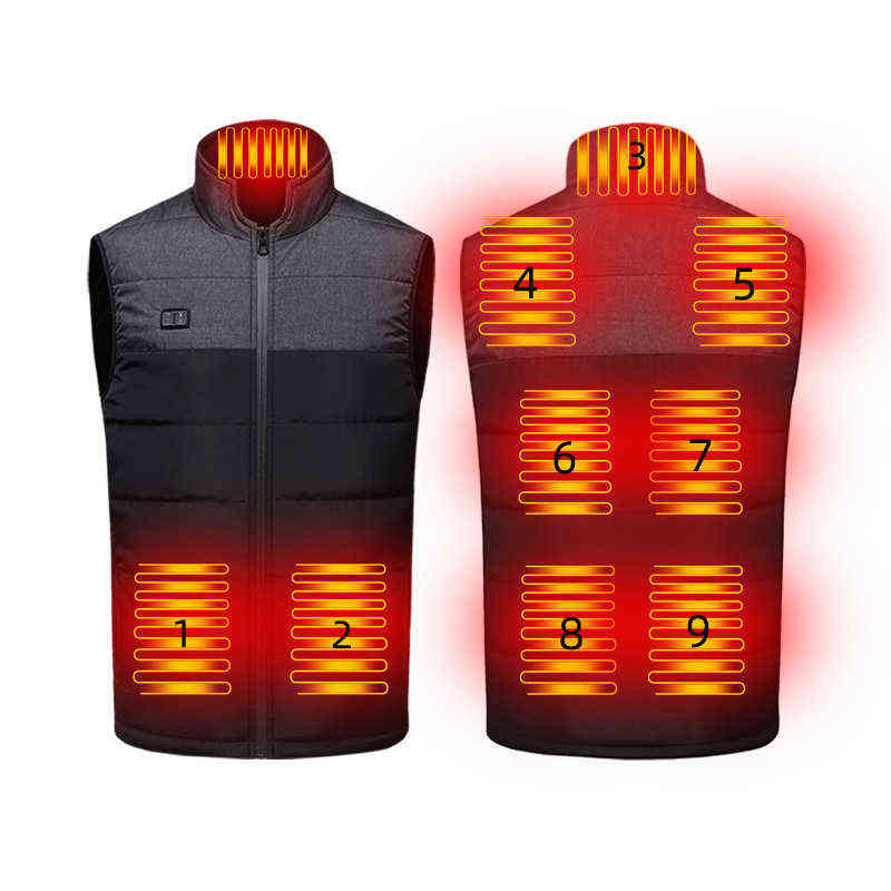 11 Heated Vest Jacket Fashion Men women Coat Clothes Intelligent Electric Heating Thermal Warm Clothes Winter Heated Vest 211111
