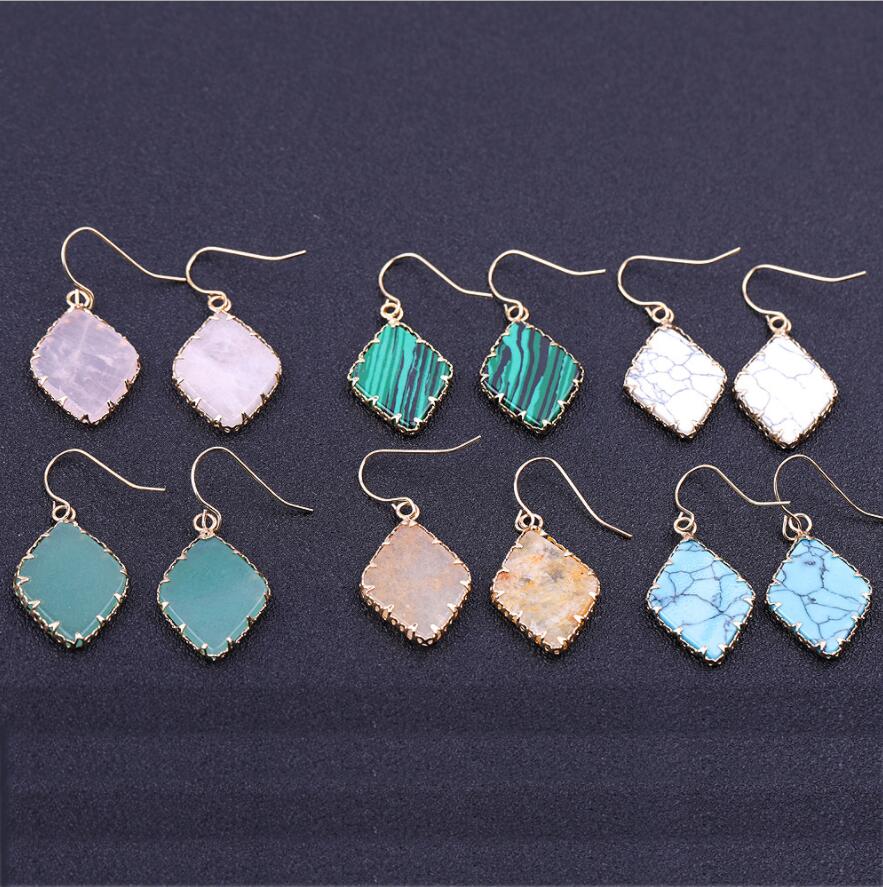 rhombus Slice Natural Stone dangle Earrings White Green Turquoise Pink Crystal Rose Quartz Charm Dangle Earrings Jewelry, Silver
rhombus Slice Natural Stone dangle Earrings White Green Turquoise Pink Crystal Rose Quartz Charm Dangle Earrings Jewelry, Silver