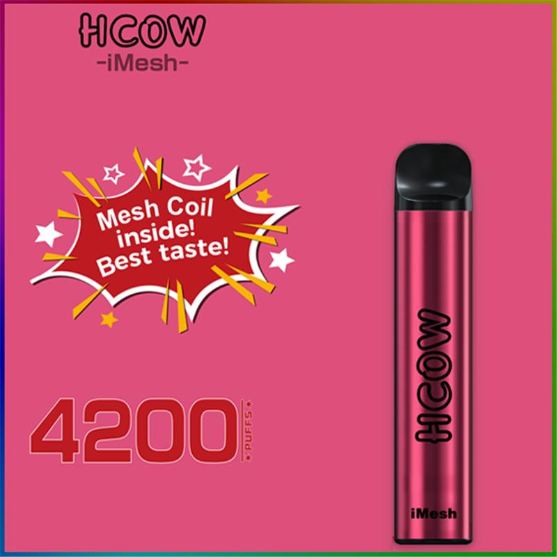 Hcow Imesh Disposable Vape Pen E Cigarette Mesh Coil 4200 Puffs 650mAh Rechargeable Battery Empty Vapor Stick
Hcow Imesh Disposable Vape Pen E Cigarette Mesh Coil 4200 Puffs 650mAh Rechargeable Battery Empty Vapor Stick