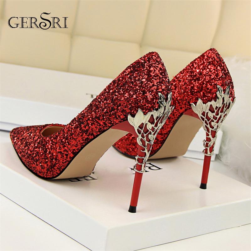 Dress Shoes Gersri Women Sexy Wedding Pumps Bride Glitter Scarpins Fetish Classic High Heels Female Lady 9.5cm Stilettos Party, Black
Dress Shoes Gersri Women Sexy Wedding Pumps Bride Glitter Scarpins Fetish Classic High Heels Female Lady 9.5cm Stilettos Party, Black