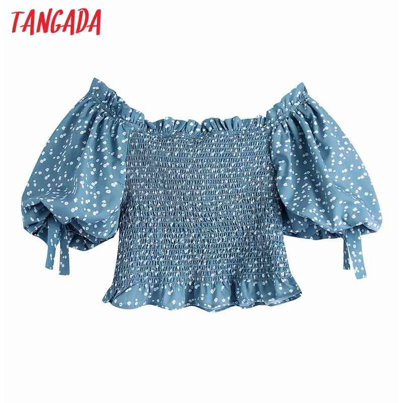Women Retro Floral Print Crop Short Sleeve Summer Chic Female Sexy Slim Shirt Tops 6Z68 210416