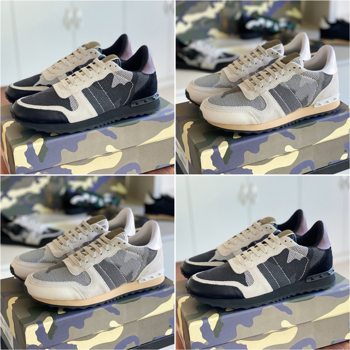 2021 Summer Men Camouflage Shoes Camo Suede Mesh Leather Sneakers Classical Rivet Studded Flats Top Quality Women Trainers With Box Size 36-46
2021 Summer Men Camouflage Shoes Camo Suede Mesh Leather Sneakers Classical Rivet Studded Flats Top Quality Women Trainers With Box Size 36-46
