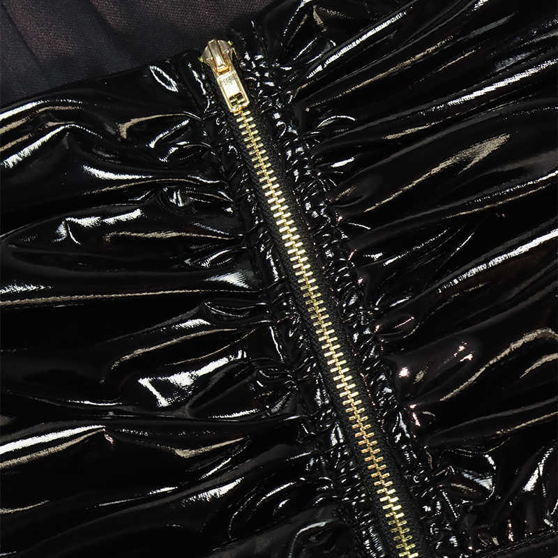 Colysmo Leather Corset Top Ruched Backless Black 2 Layer Elastic Strapless Zipper Sexy Bustier Tops Women Party Club Outfits 210527