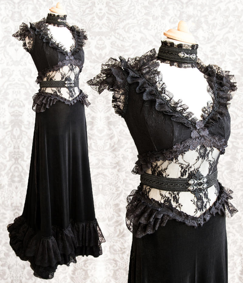 Vntage Victorian Black Evening Dresses V Neck Sexy See Through Long Special Occasion Dresses Pleats Lace Satin Woman Formal Party Gowns Reception Prom