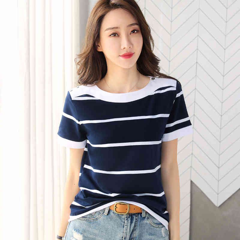 Women's T-Shirt Shintimes Cotton T Women Button Stripe New 2021 Summer Tops Short Sleeve Woman Tshirt Korean Style Tee Femme 9AOD, Blue stripe
Women's T-Shirt Shintimes Cotton T Women Button Stripe New 2021 Summer Tops Short Sleeve Woman Tshirt Korean Style Tee Femme 9AOD, Blue stripe