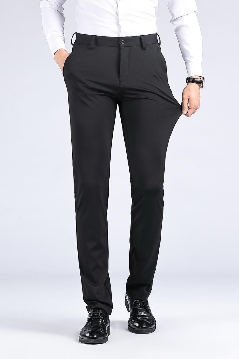 Summer Men's Thin Stretch Trousers Casual Solid Color Youth Non-iron Slim Pants