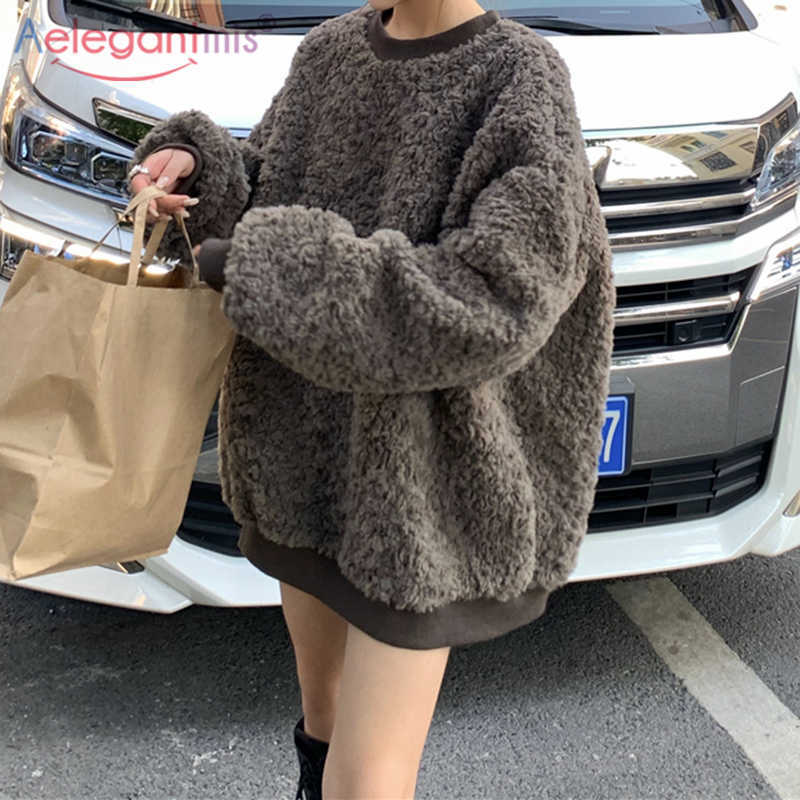 Aelegantmis Faux Lamb Wool Sweatshirt Women Oversized Casual Fleece Pullovers Teddy Solid Loose Autumn Winter Streetwear Korean 210607, Coffee
Aelegantmis Faux Lamb Wool Sweatshirt Women Oversized Casual Fleece Pullovers Teddy Solid Loose Autumn Winter Streetwear Korean 210607, Coffee