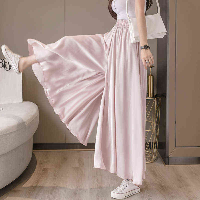 Spring Summer Women Wide Leg Pants Skirts Casual High Waist Pantalones Korean Style Elegant Fashion Loose Trouser Clothing Mujer 211115