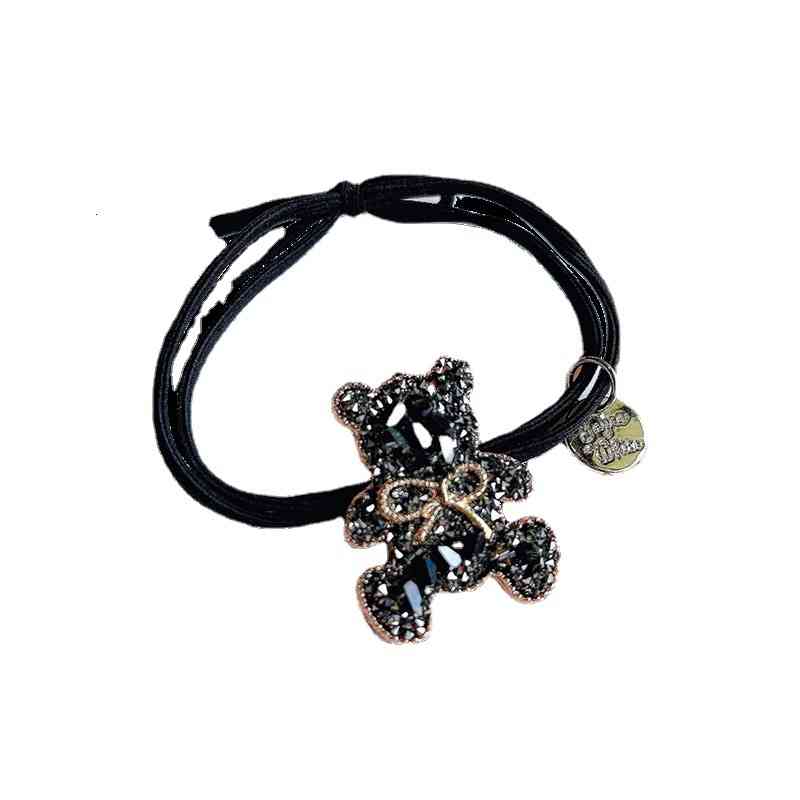 Hair Jewelry Accessories Net Red Heavy Industry Rhinestone Bear Rope Japan and South Korea High Elastic Binding Rubber Band Girls' Head