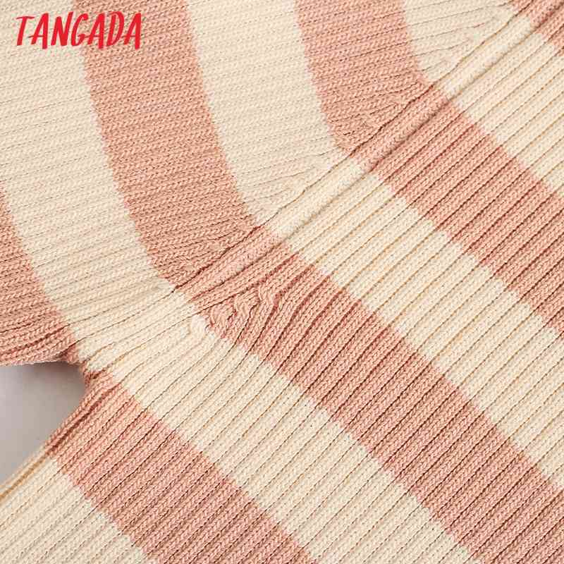Women Striped Cropped Knitted Cardigan Sweater Thin Spring Long Sleeve Female Outerwear Chic Tops BE338 210416