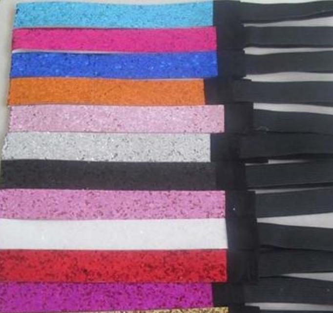 2021 Wholesale selling 100pcs Glittery Headband Glitter Stretch Sparkly Softball Sports Headband