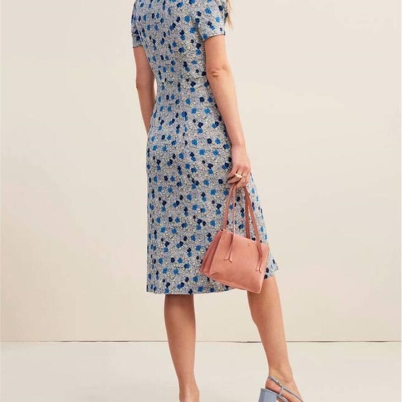 Elegant French style Women Floral Print Shirt Dress Office Ladies Single-breasted Buttons Lapel Retro Summer Dresses Vintage 210429