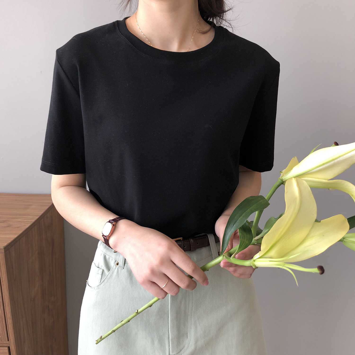Solid Color Short Sleeve T-shirt Female Spring Summer Korean Basic Round Neck Loose White Base Top 626 210607, Rose red
Solid Color Short Sleeve T-shirt Female Spring Summer Korean Basic Round Neck Loose White Base Top 626 210607, Rose red
