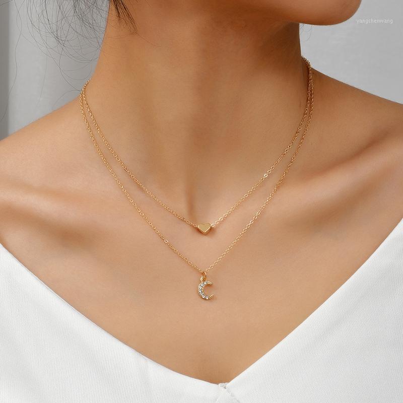Chains 2PCS Heart Moon Necklace For Women Slender Long Gold Steel Custom Pendant Charm Zircon Gift
Chains 2PCS Heart Moon Necklace For Women Slender Long Gold Steel Custom Pendant Charm Zircon Gift