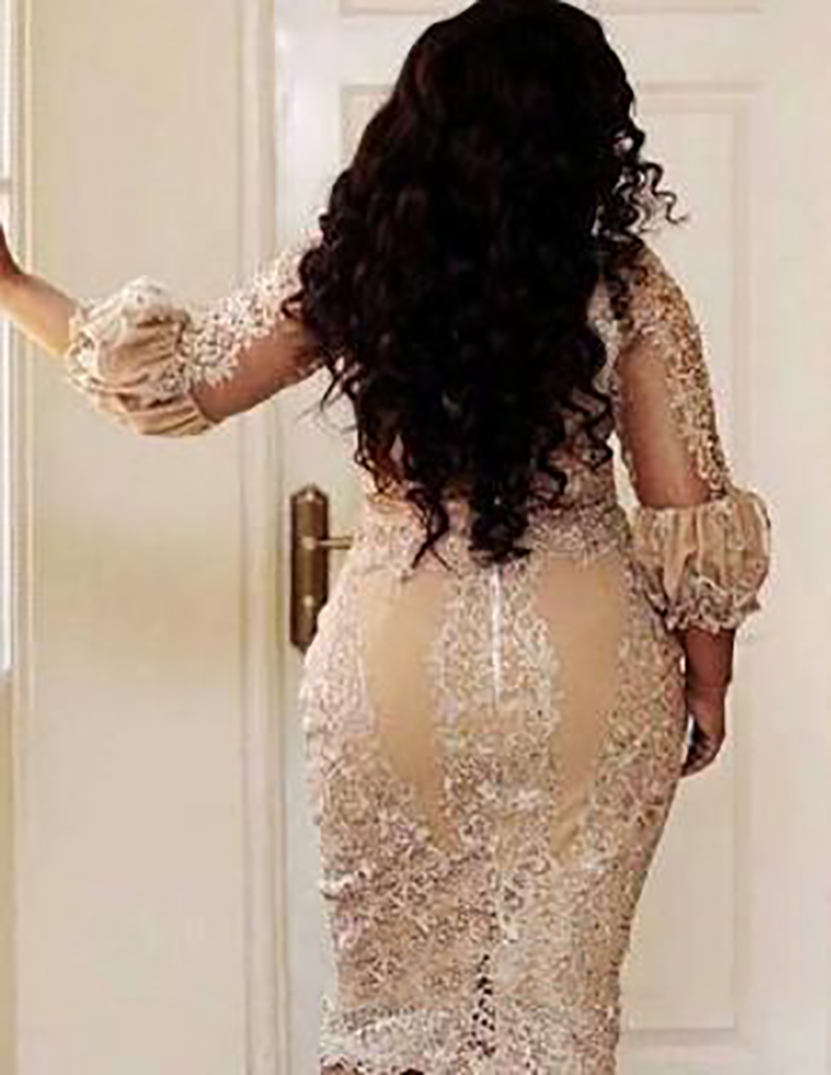 Lace Champagne Short The Bride Dresses Plus Size Tea Length Long Sleeve Sheath Mother Of Groom Gowns M