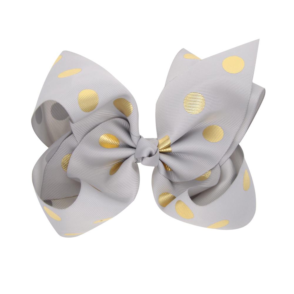 20 Colors 8 Inch Baby Ribbon Bow Hairpin Stamp Dot Clips Girls Large Bowknot Barrette Kids Hair Boutique Children Hair Accessories