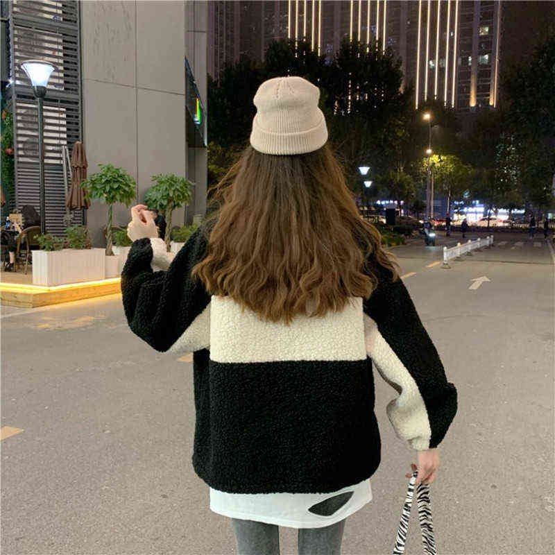 Winter women's coats fashion loose stand collar casual ladies clothes zipper ladies jacket lamb wool women's coat 211109