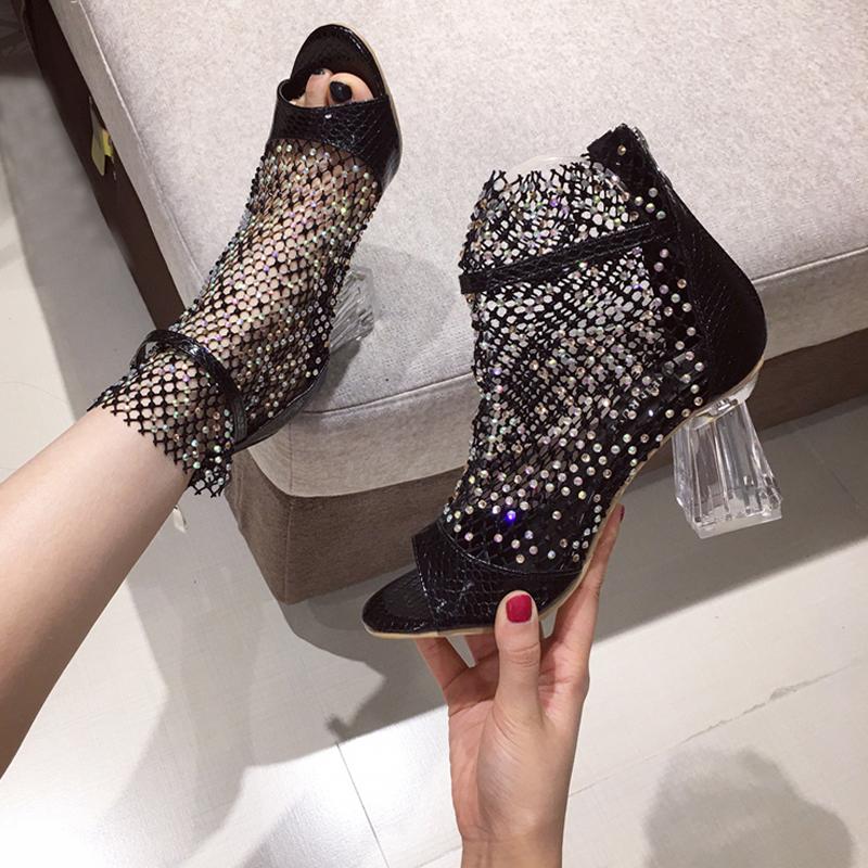 Sandals Female Womens Heels Shoes Fashion Bling Rhinestone Mesh Ladies Peep Toe Sexy Clear High Party Summer Boots, Black
Sandals Female Womens Heels Shoes Fashion Bling Rhinestone Mesh Ladies Peep Toe Sexy Clear High Party Summer Boots, Black