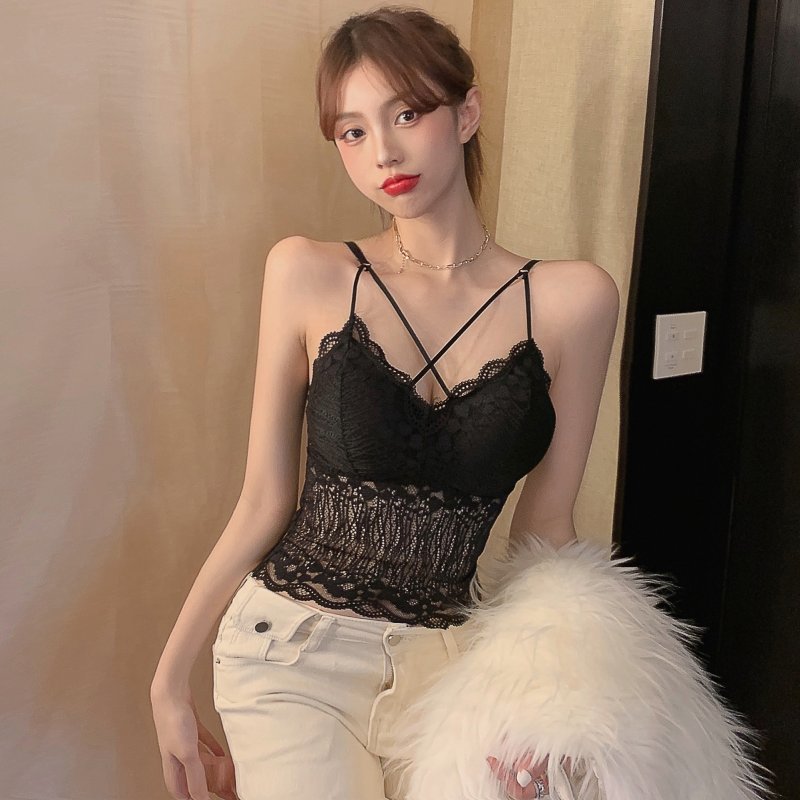 Sexy Lace Top Tank Women Slim Sexy Sleeveless Shirt Womens Basic Camisole Halter Tank Top Summer Lace V Neck Tops For Women 210515