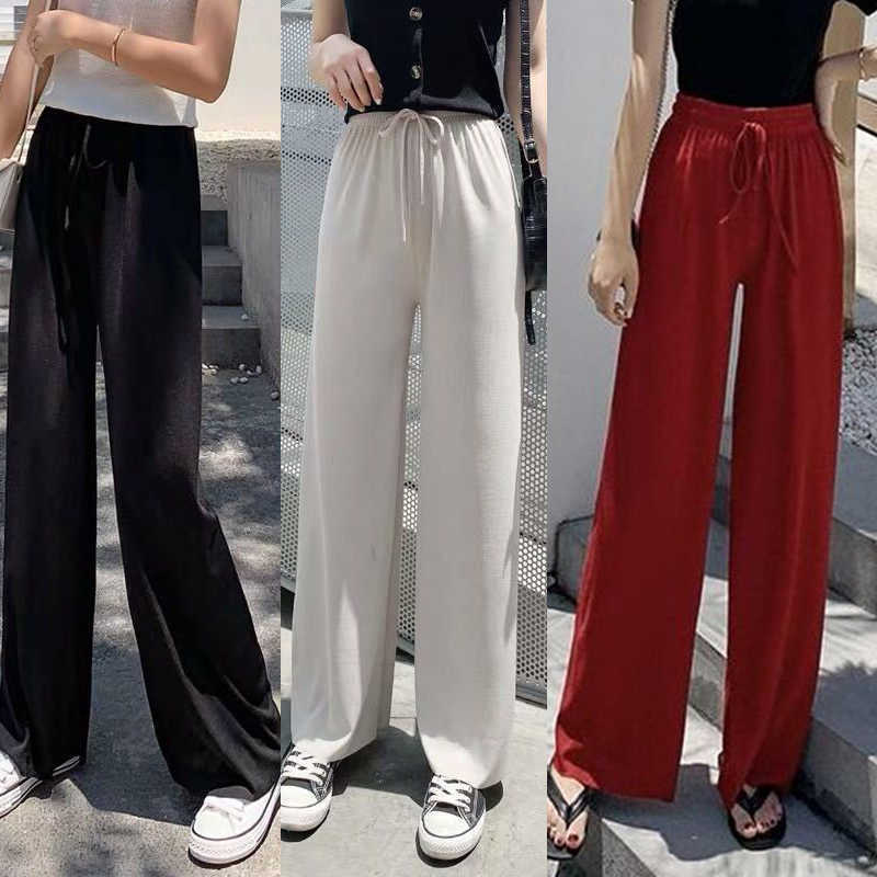Fashion Wide Leg Pants Women Summer Autumn Casual Solid High Elastic Waist Long Loose Trouser Drawstring Femme Pant Elegant 210526, Gray
Fashion Wide Leg Pants Women Summer Autumn Casual Solid High Elastic Waist Long Loose Trouser Drawstring Femme Pant Elegant 210526, Gray