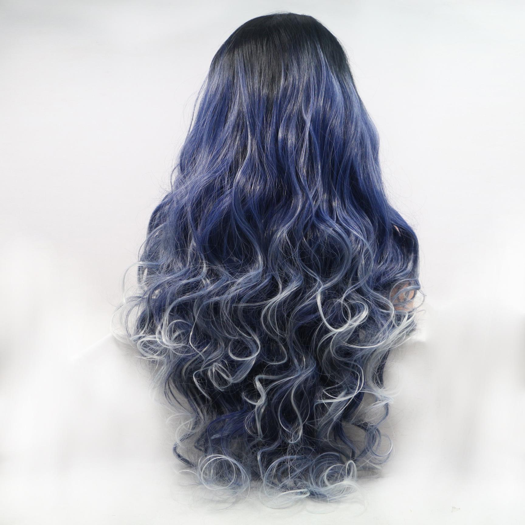 Mix color blue and white Lace Front slight Body Wave Synthetic Wigs Natural looking with soft handfeeling women wigs