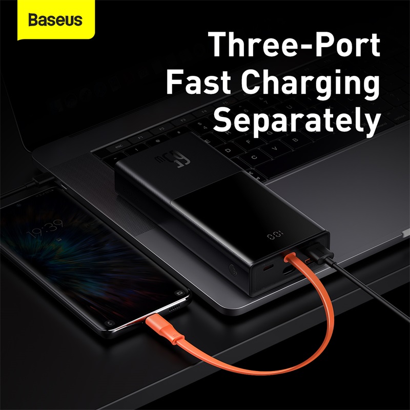 65W Power Bank 20000mAh with Type C Two-Way Cable External Battery for Phone and Notebook Three-Port Fast charging
65W Power Bank 20000mAh with Type C Two-Way Cable External Battery for Phone and Notebook Three-Port Fast charging