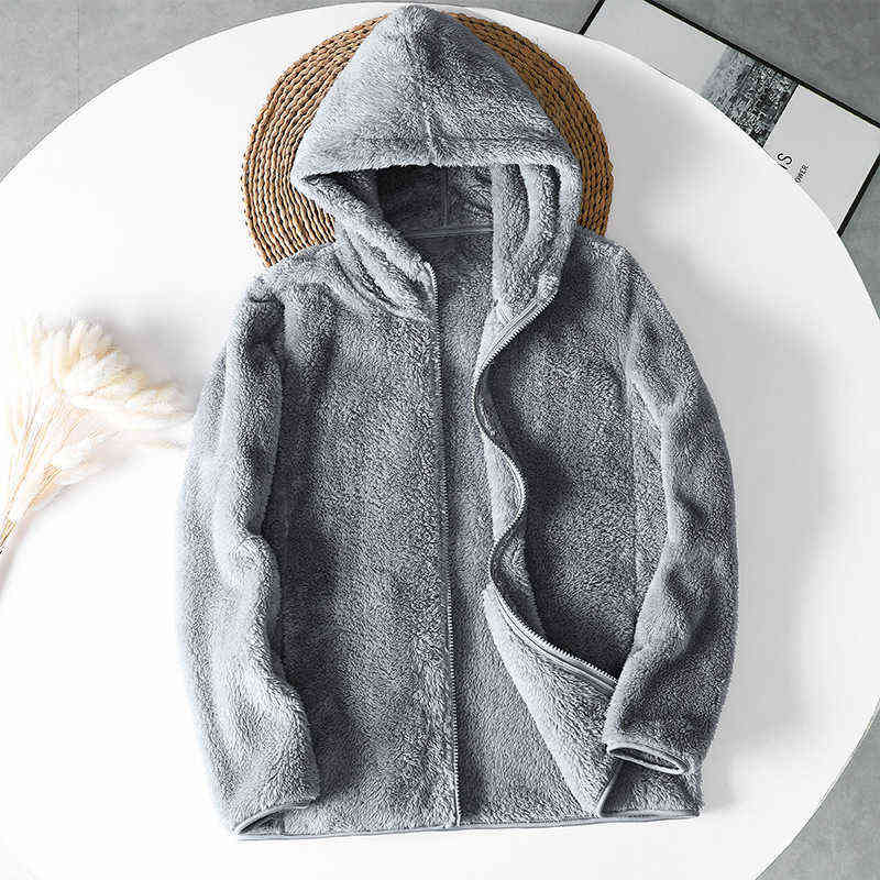 Women Fleece Hoodies Long Sleeve Hooded Pullover Sweatshirt Couple Autumn Winter Warm Zipper Pocket Fur Coat M-4XL 211109